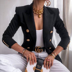Elegant Blazer with Double-Breasted Button Placket