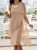 Women's Asymmetrical Chiffon Dress with Flowing Cut