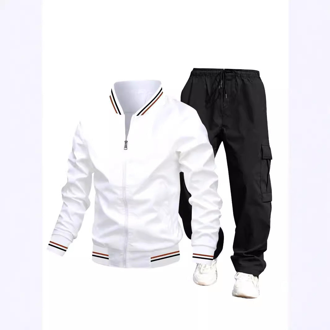 Men's sporty jacket and cargo pants set