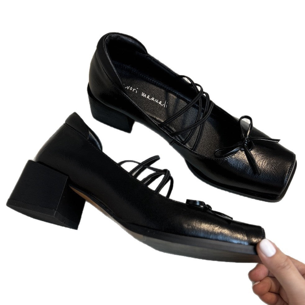 Women's Ballet Flats with Elegant Lacing and Decorative Bow Detail
