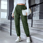 Women's Cargo Pants with Elastic Waist and Side Pockets