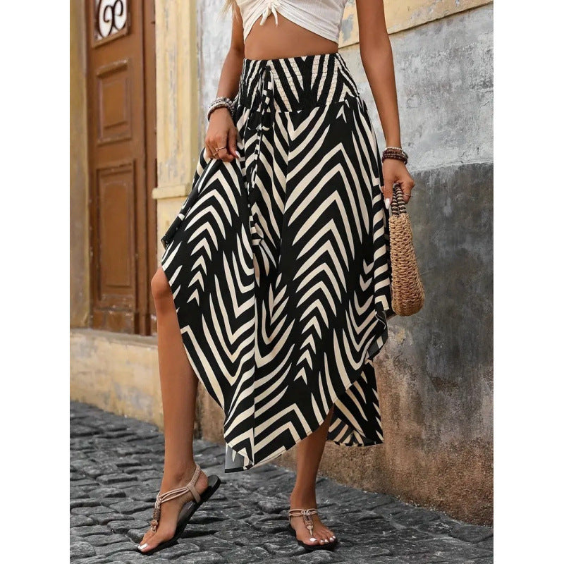 Women's Maxi Skirt with Elegant Paisley Pattern and Elastic Waistband