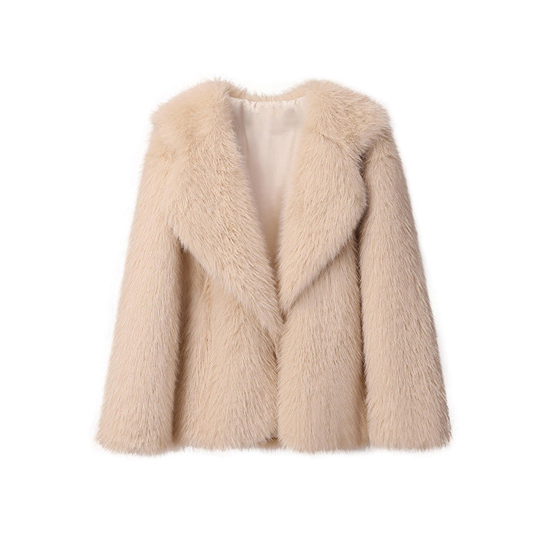 Women's Elegant Faux Fur Jacket with Soft Collar