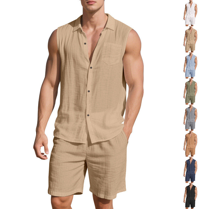 Men's Sleeveless Shirt and Shorts Set