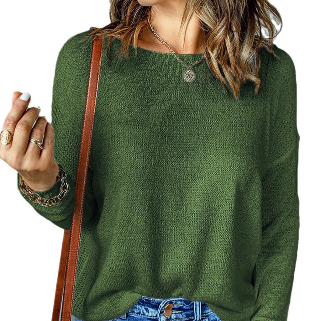 Women's Chunky Knit Sweater with Wide Fit and Decorative V-Neck