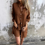 Women's Long Blouse with Full Button Placket