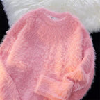 Women's Fluffy Crew Neck Pullover