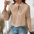 Women's Blouse with Fine Pleats and Lace