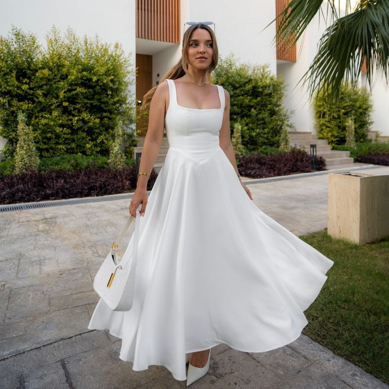 A-Line Maxi Dress with Square Neckline