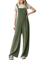 Women's Casual Corduroy Overalls with Pockets and Wide Legs