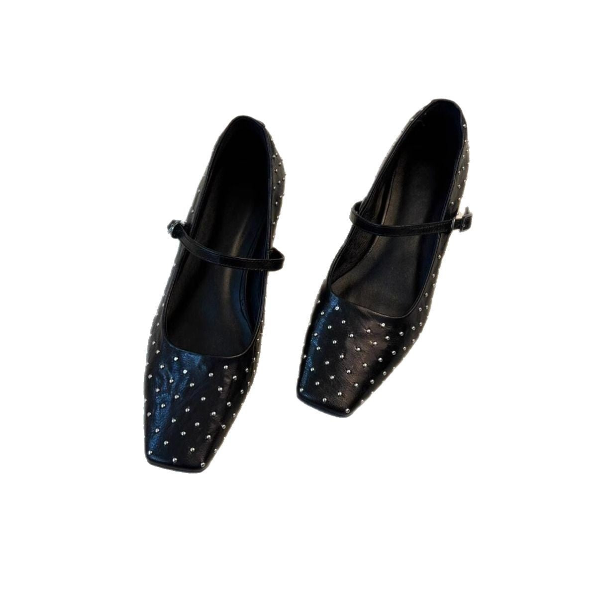 Women's Ballet Flats with Decorative Studs and Straps