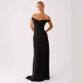 Off-Shoulder Evening Dress with Polka Dot Pattern