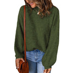 Women's Chunky Knit Sweater with Relaxed Fit and Wide Sleeves