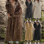 Women's Chunky Knit Coat with Elegant Cable Knit Structure and Buttons