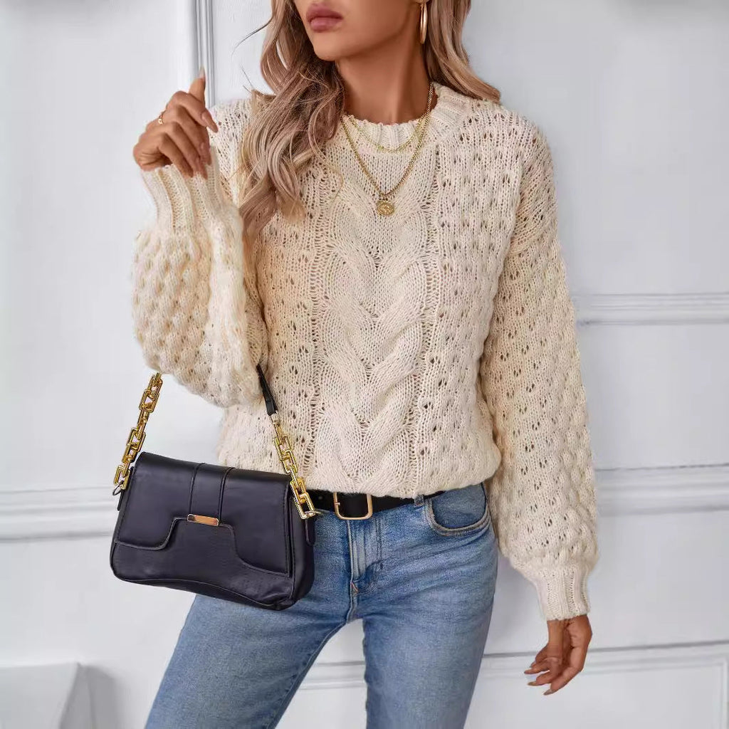 Women's Cozy Cable Knit Sweater with Relaxed Fit