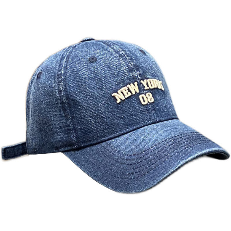 Men's Distressed Denim Style Baseball Cap