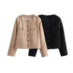 Elegant Short Jacket with Decorative Button Details