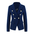 Women's Elegant Double-Breasted Blazer Jacket with Gold Buttons