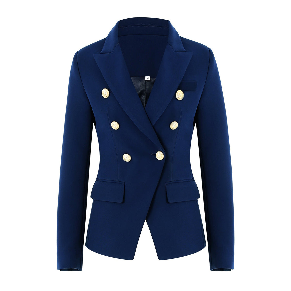 Women's Elegant Double-Breasted Blazer Jacket with Gold Buttons