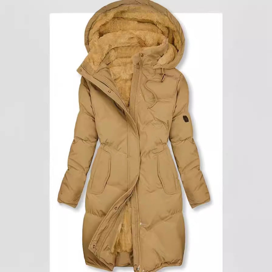 Women's Lined Winter Parka with Detachable Hood and Soft Lining