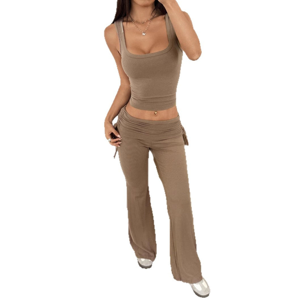 Women's Casual Sportswear with Shaping Top and Wide Pants