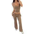 Women's Casual Sportswear with Shaping Top and Wide Pants