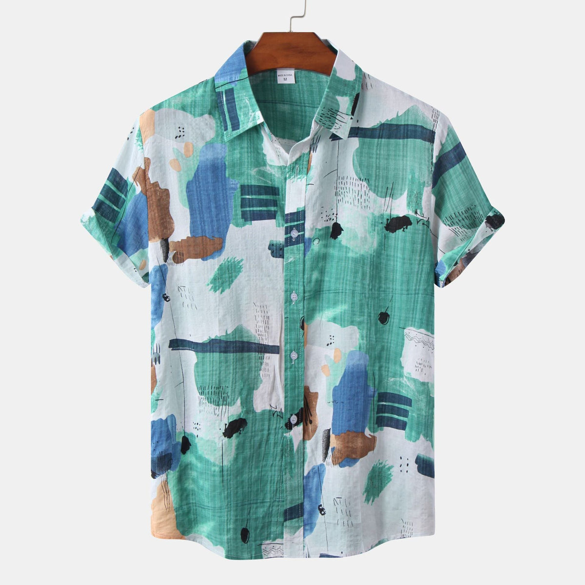 Women's Short-Sleeve Shirt with Artistic Color Design