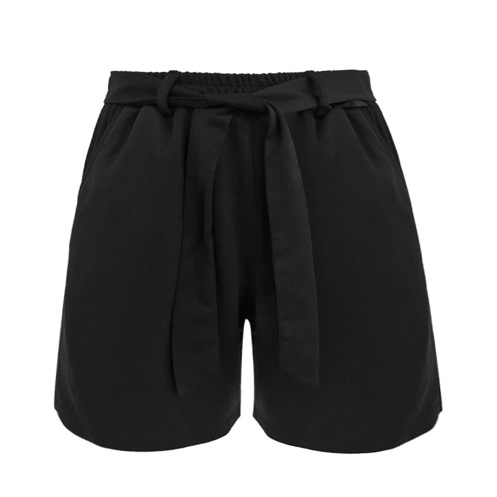 Women's Casual Pants with Elastic Waist and Side Tie Belt