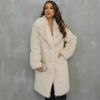 Women's Comfortable Faux Fur Coat with Luxurious Lapel