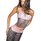 Women's Leopard Print Jumpsuit with Lace Straps