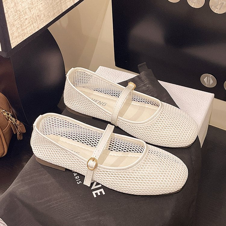 Women's Breathable Ballet Flats with Adjustable Strap