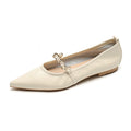 Women's Leather Ballet Flats with Chain Detail