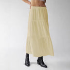 Women's Airy Cotton Maxi Skirt with Ruffle Details