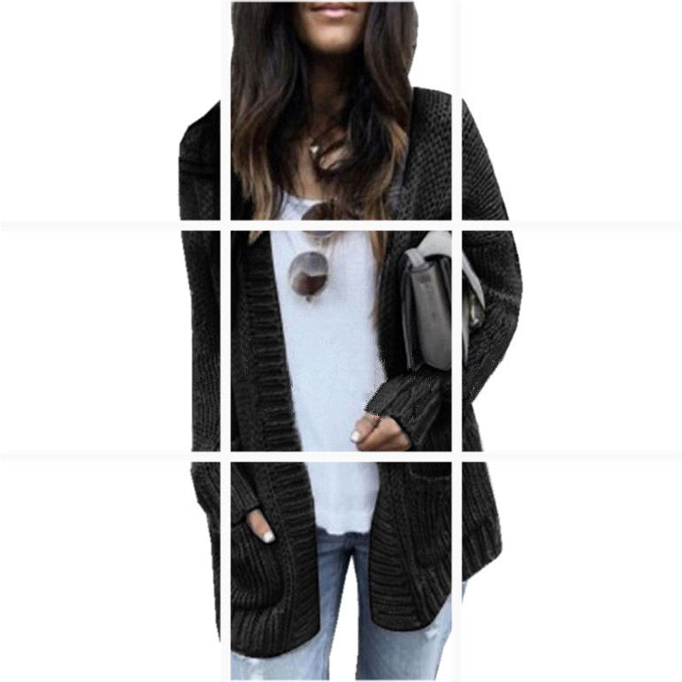 Women's Chunky Knit Cardigan with Casual Fit and Pockets