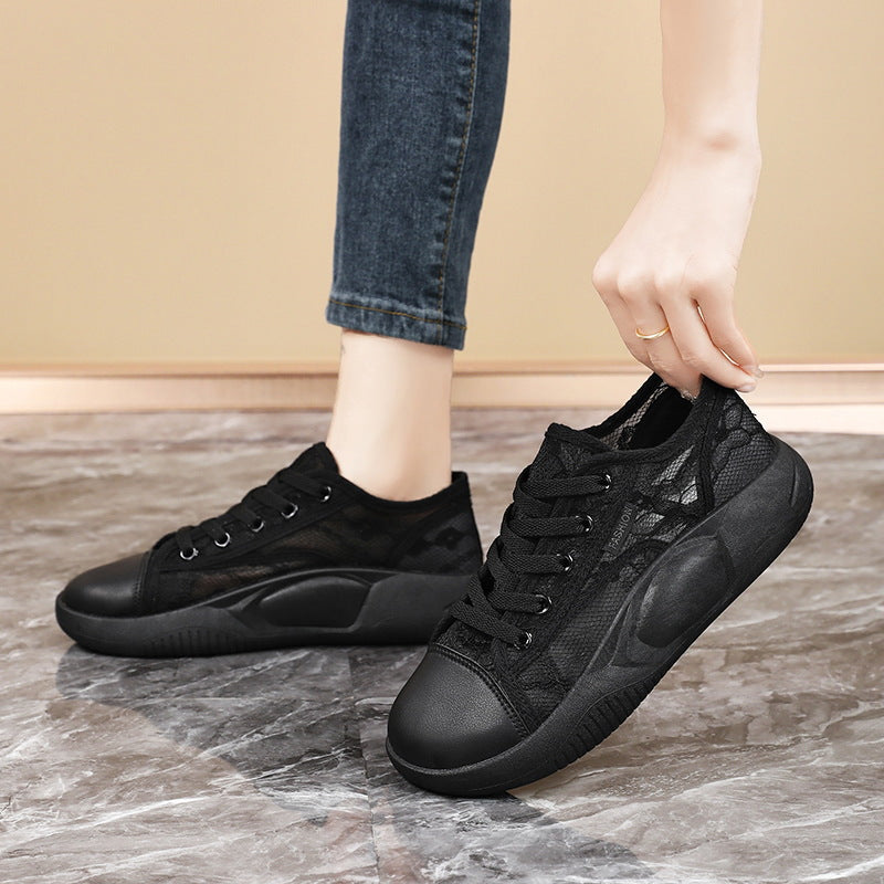 Women's Breathable Casual Sneakers with Floral Design and Flexible Sole