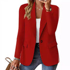 Women's Elegant Blazer with Textured Design and Practical Pockets