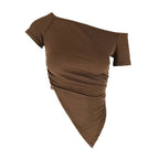 Women's Asymmetrical Ruched One-Shoulder Crop Top