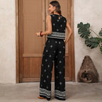 Harem Pants Set with Border Pattern