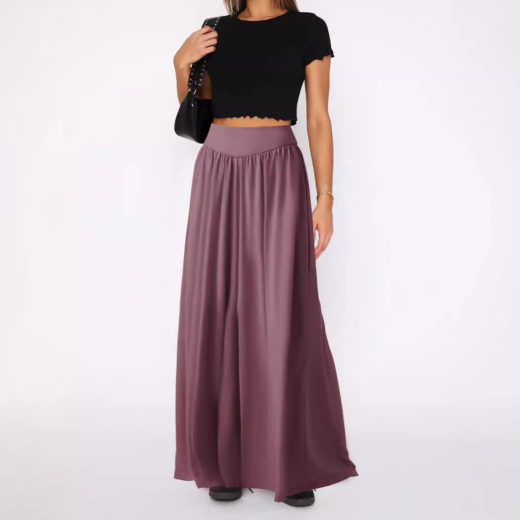 Women's Maxi Skirt with Elastic Waistband and Flowing Cut