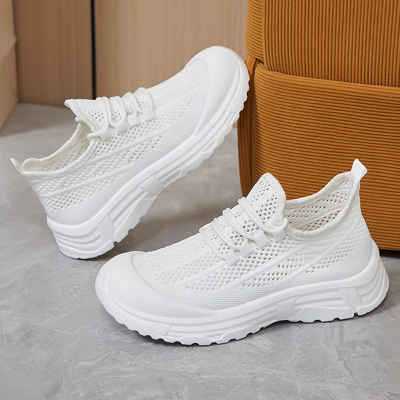 Women's Breathable Sneakers with Elastic Lacing System and Non-Slip Sole