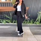 Women's Comfortable Lounge Set with Elegant Blouse and Wide Pants