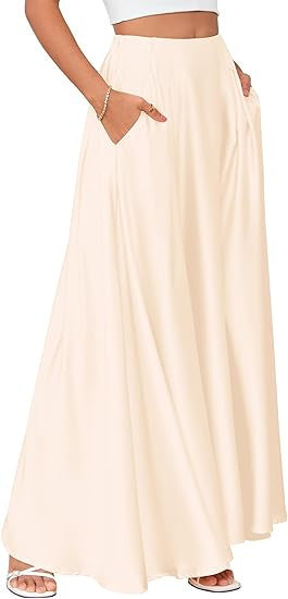 Women's Maxi Skirt with Elegant Pleats and Practical Pockets