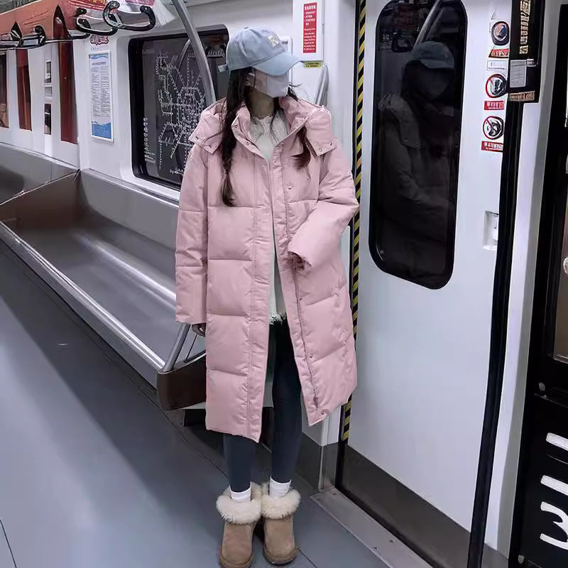 Women's Long Quilted Coat with Practical Pockets