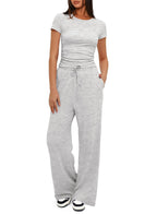 Women's Casual Lounge Set with Wide Top and Comfortable Trousers