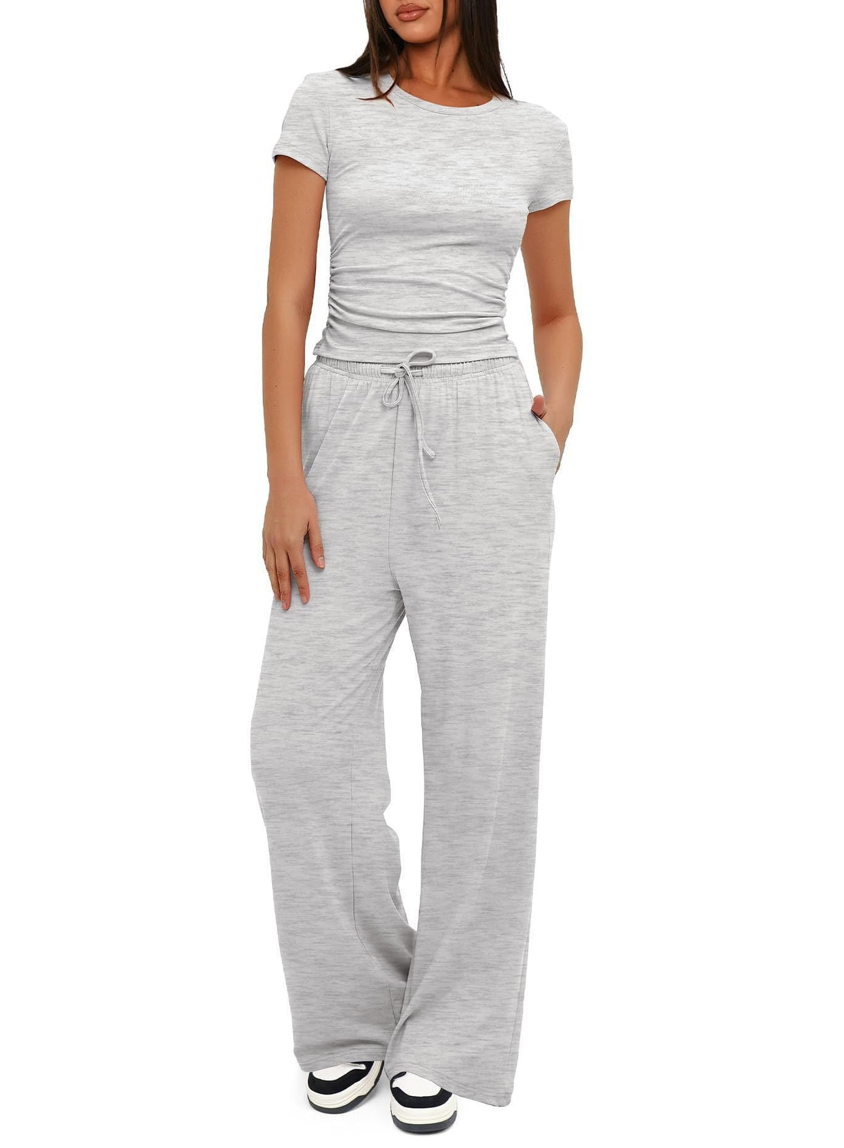 Women's Casual Lounge Set with Wide Top and Comfortable Trousers
