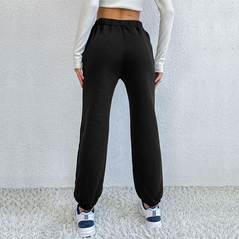 Women's Casual Pants with Butterfly Print and Elastic Waist