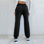 Women's Casual Pants with Butterfly Print and Elastic Waist