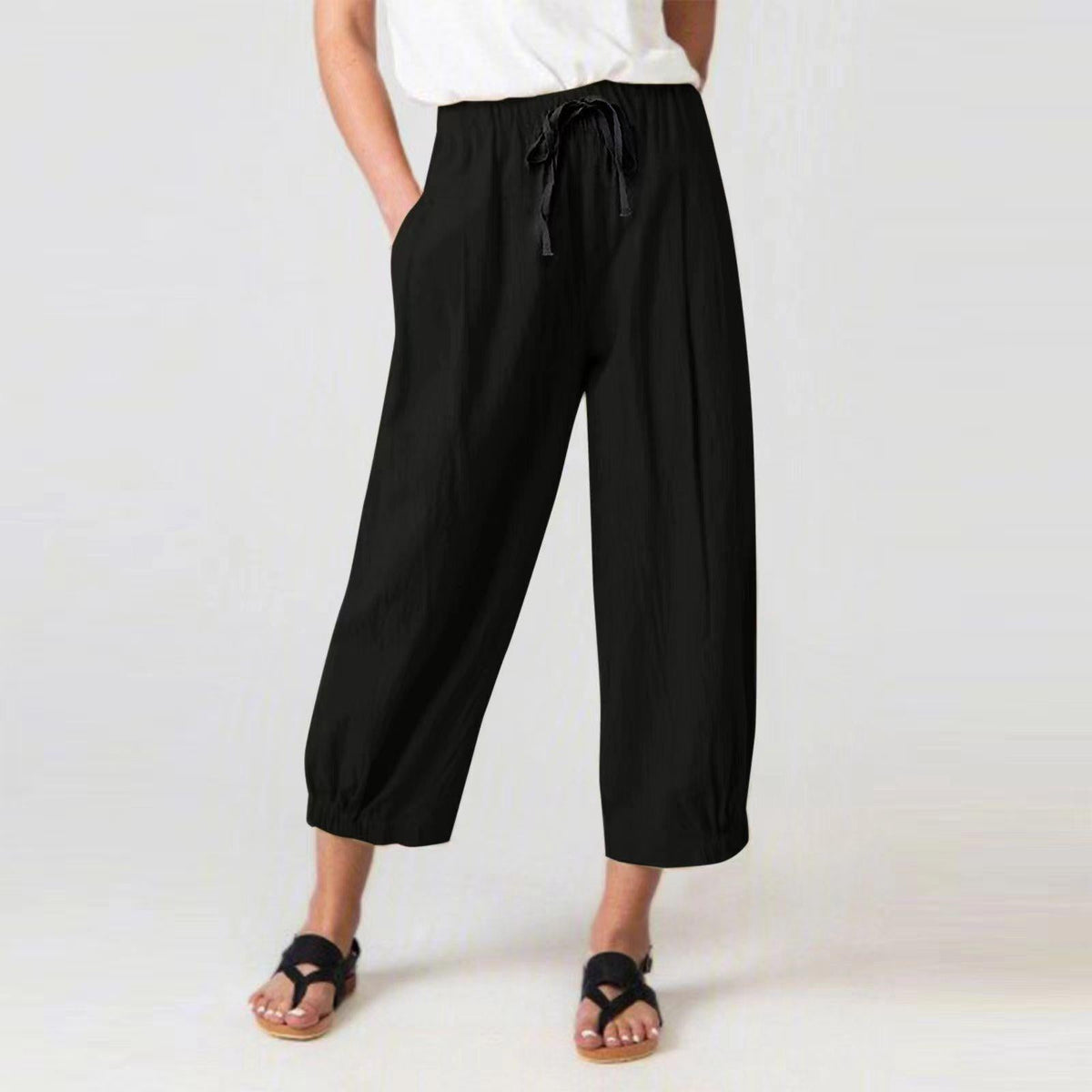 Women's Elegant Loose Palazzo Pants with Elastic Waistband