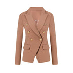 Women's Elegant Double-Breasted Blazer Jacket with Gold Buttons