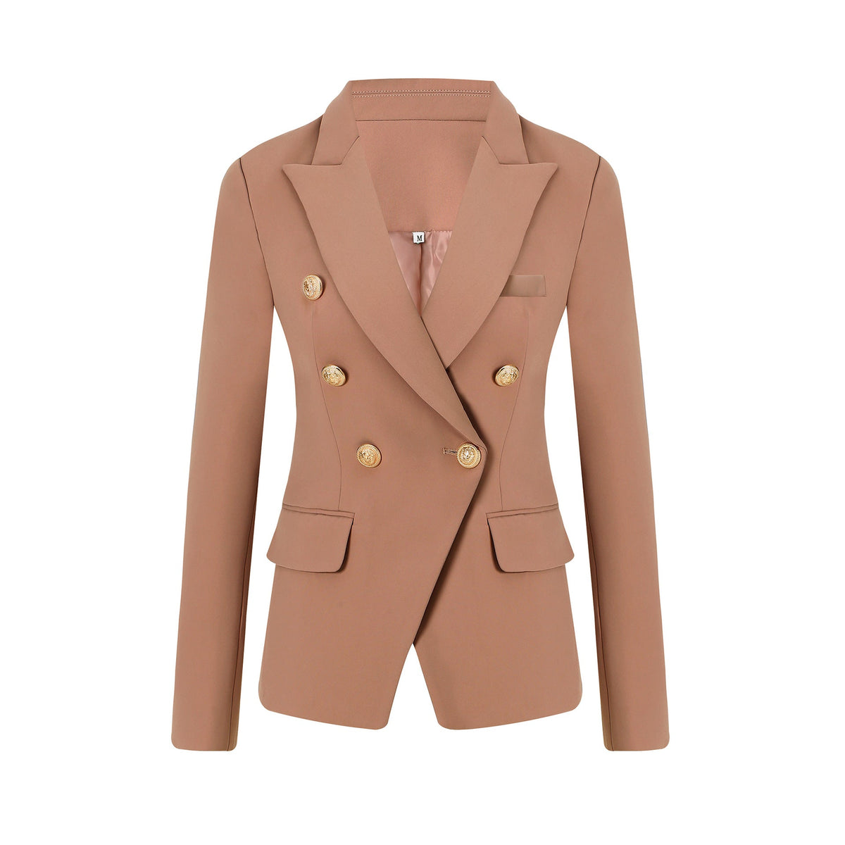 Women's Elegant Double-Breasted Blazer Jacket with Gold Buttons